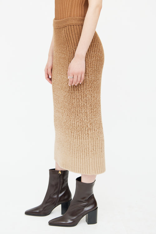 Loro Piana Brown Ombre Cashmere Knit Skirt