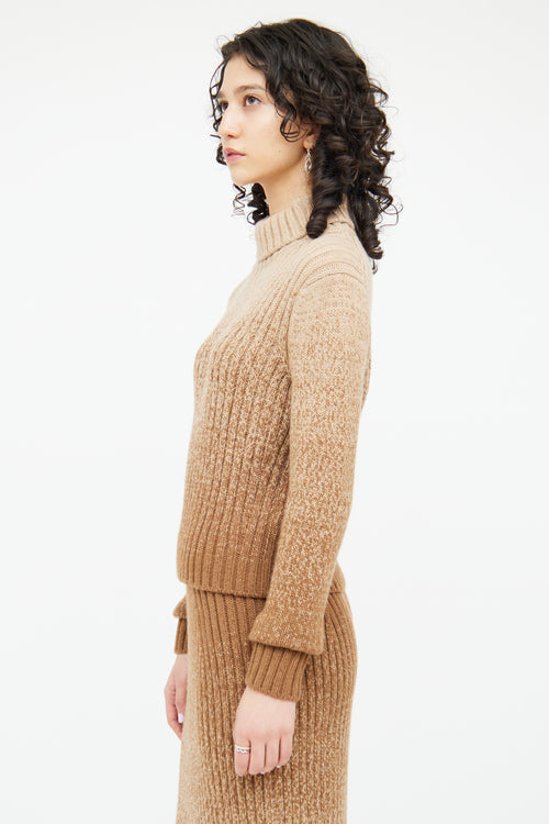 Loro Piana Brown Ombre Cashmere Knit Sweater