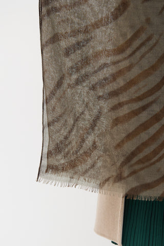 Loro Piana Grey Brown Cashmere Silk Scarf