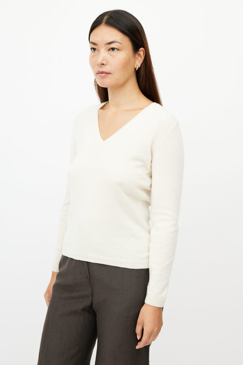 Loro Piana Cream Cashmere V-Neck Sweater