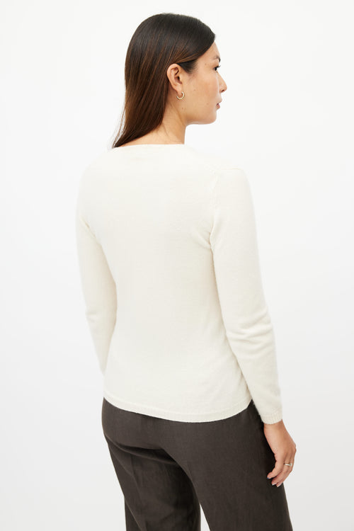 Loro Piana Cream Cashmere V-Neck Sweater