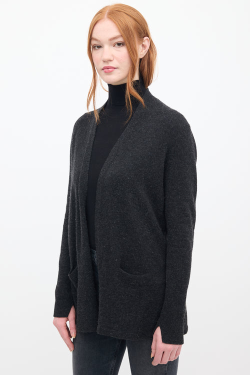 Loro Piana Dark Grey Cashmere Open Front Cardigan