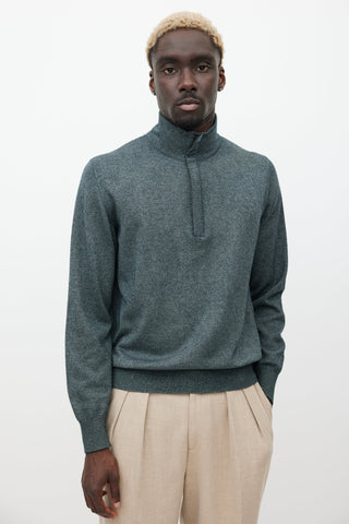 Loro Piana Grey Cashmere Zip Sweater