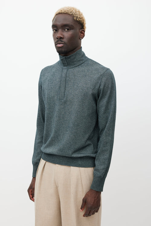 Loro Piana Grey Cashmere Zip Sweater