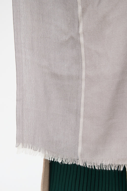 Loro Piana Grey 2Tone Cashmere Silk Scarf