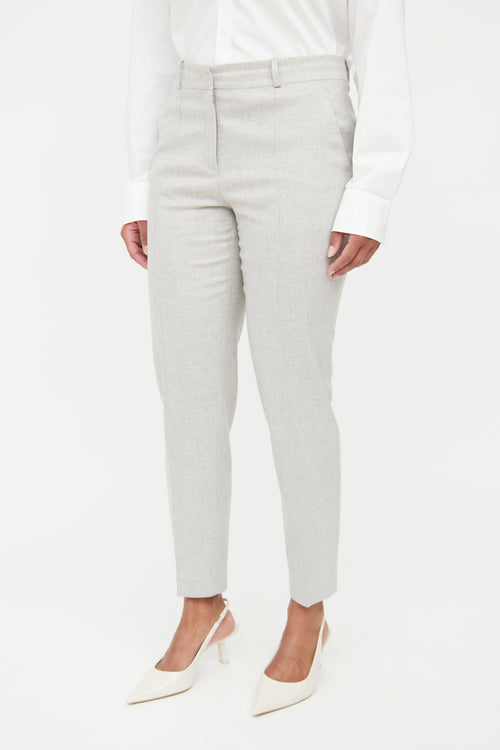 Loro Piana Grey Cashmere Pleated Pant