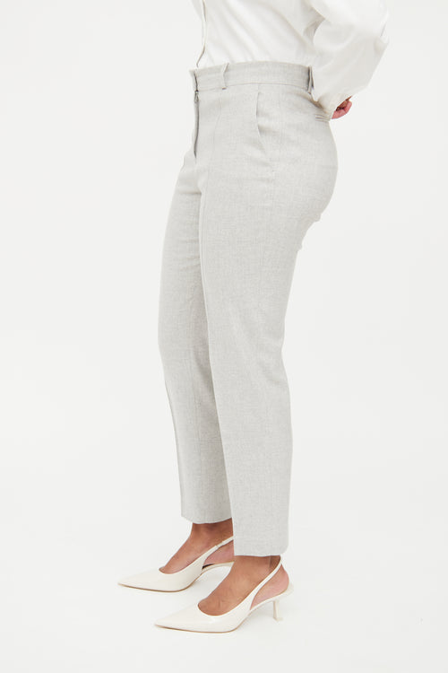 Loro Piana Grey Cashmere Pleated Pant