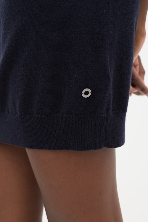 Navy Cashmere Knit Sweater Dress