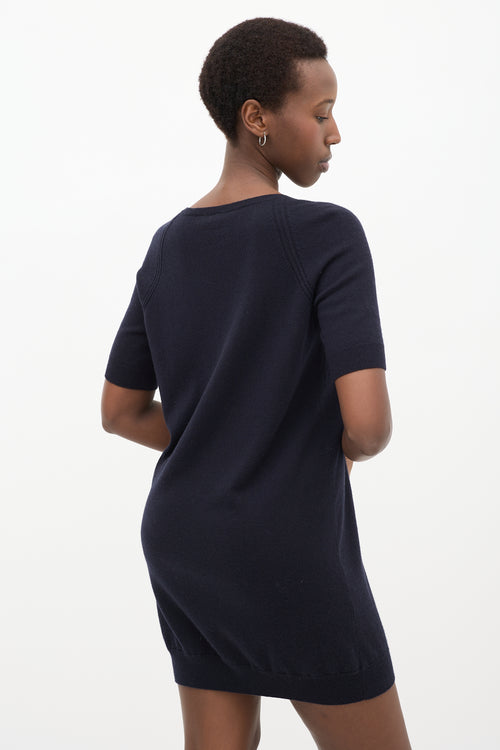 Navy Cashmere Knit Sweater Dress