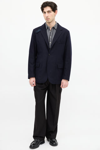 Loro Piana Navy Cashmere Padded Blazer