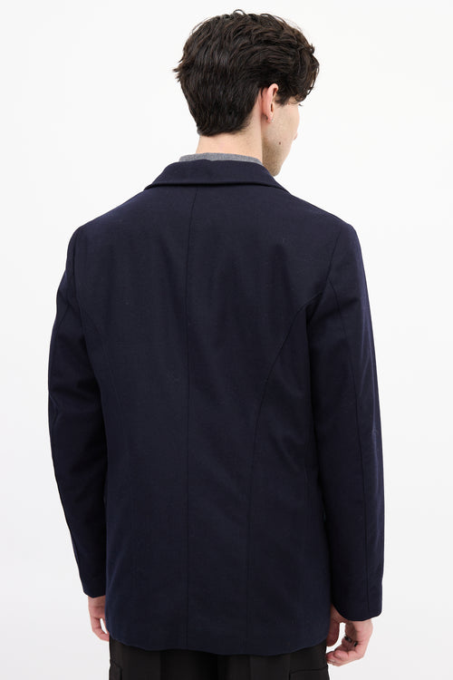 Loro Piana Navy Cashmere Padded Blazer