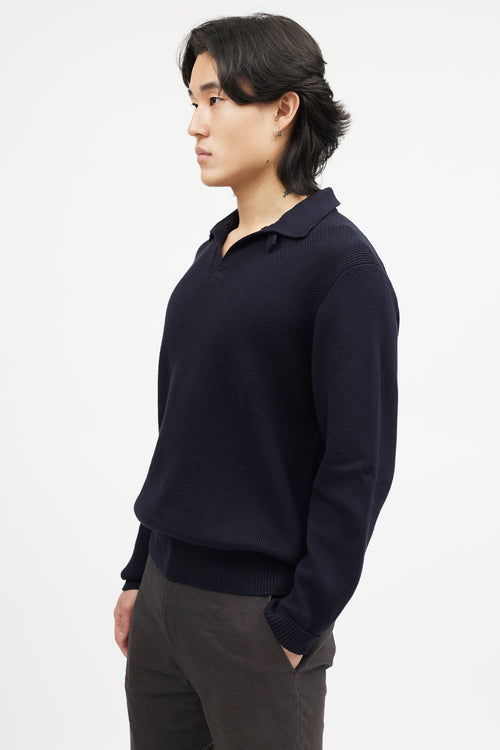 Loro Piana Navy Knit Polo