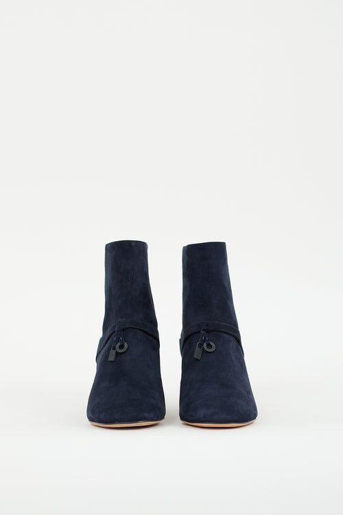 Loro Piana Navy Suede Maxi Charm Boot