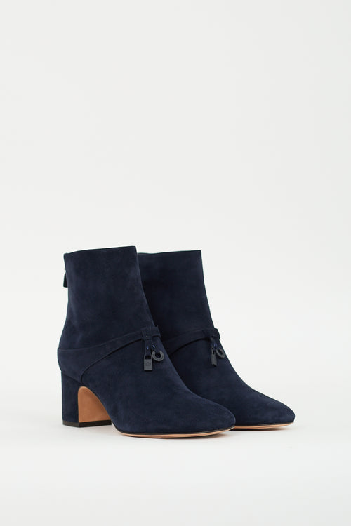 Loro Piana Navy Suede Maxi Charm Boot