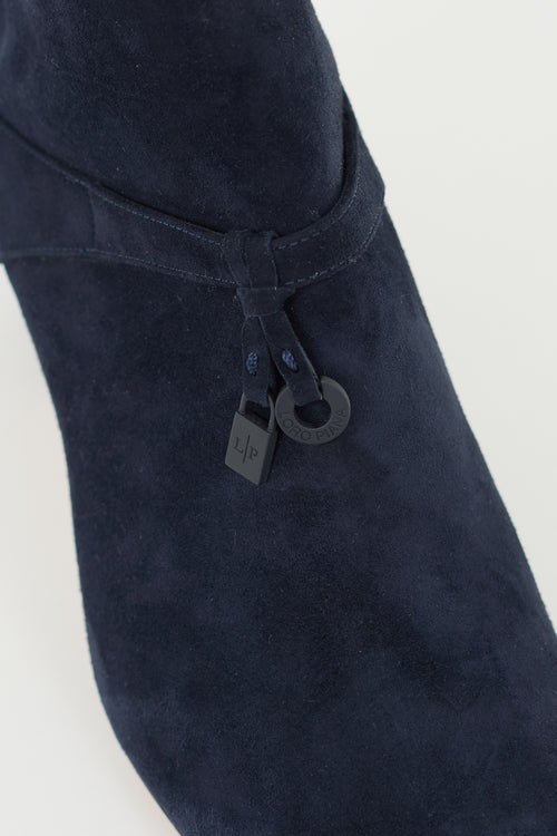 Loro Piana Navy Suede Maxi Charm Boot