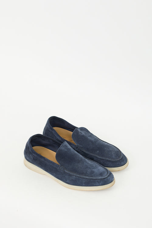 Loro Piana Navy Suede Summer Walk Loafer