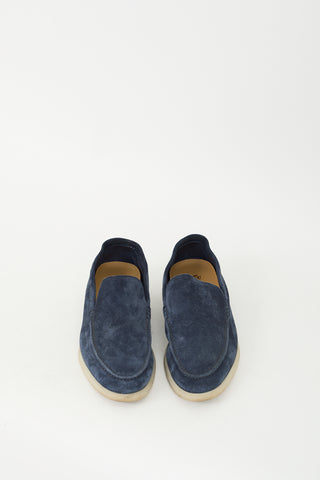 Loro Piana Navy Suede Summer Walk Loafer