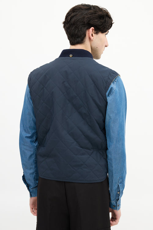 Loro Piana Navy 
Yellow Reversible Padded Vest