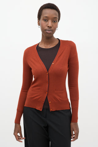 Orange 
Navy Wool Cardigan