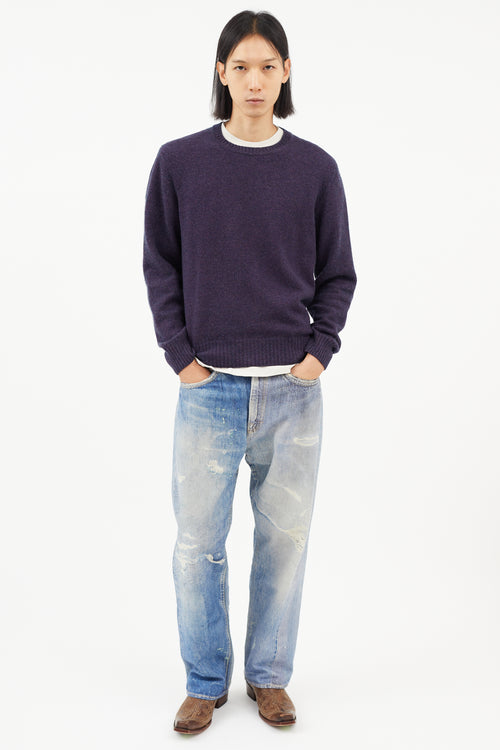 Loro Piana Purple Cashmere Knit Sweater