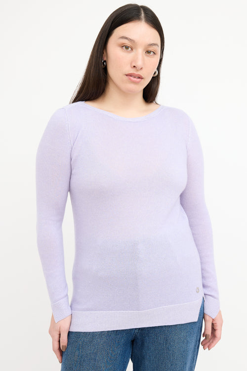 Loro Piana Purple Cashmere 
Silk Vent Sweater