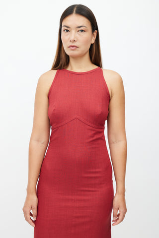 Loro Piana Red Silk 
Cashmere Midi Dress