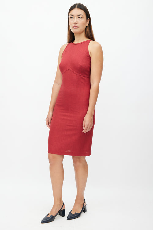 Loro Piana Red Silk 
Cashmere Midi Dress