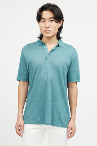 Loro Piana Green Linen Polo