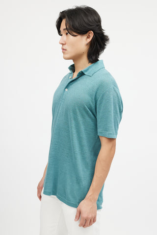 Loro Piana Green Linen Polo