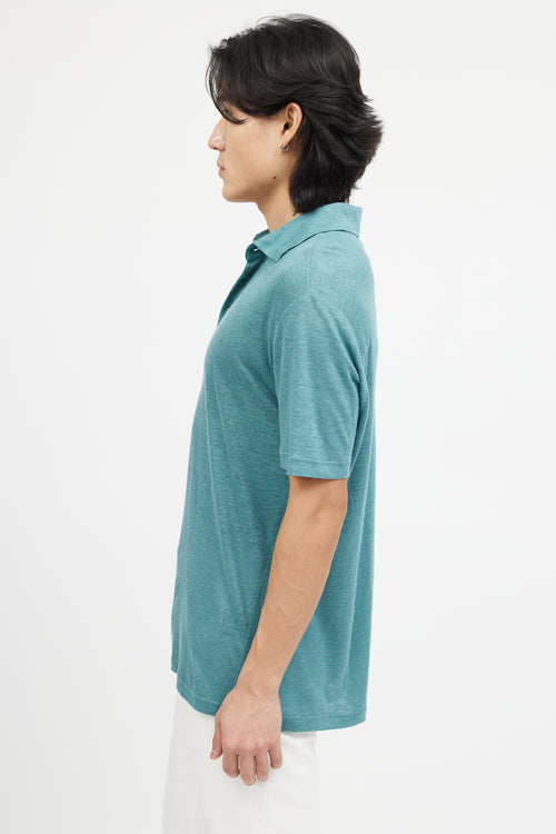 Loro Piana Green Linen Polo