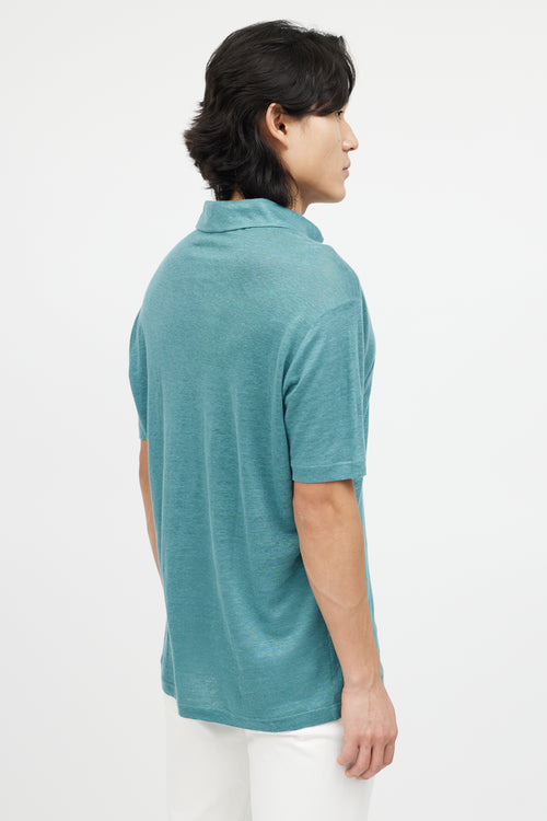 Loro Piana Green Linen Polo