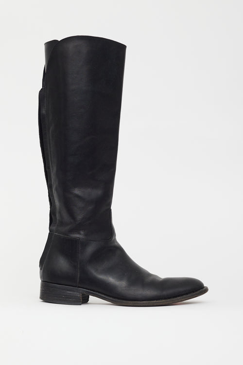 Loro Piana Black Leather Riding Boot