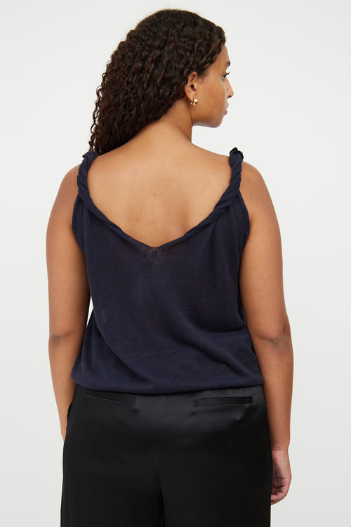 Loro Piana Navy Twist Strap Sleeveless Tank