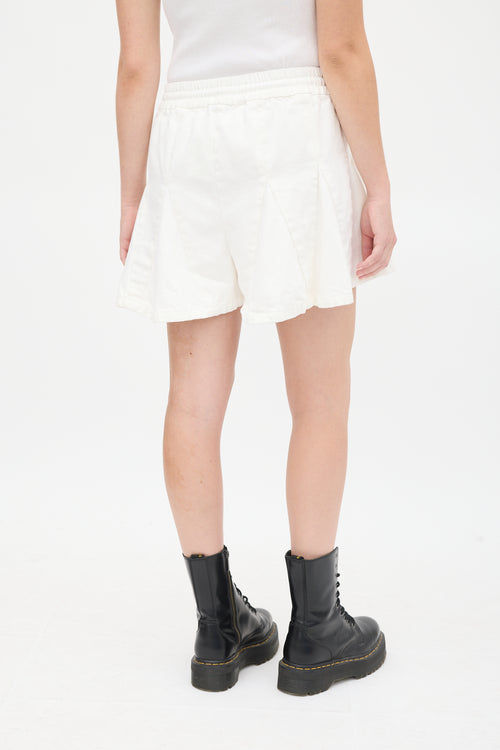 Lost In Echo White Wide Leg Pleated Shorts