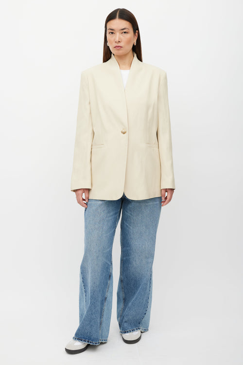 Lou Lou Studio Beige Linen Blend Collarless Blazer