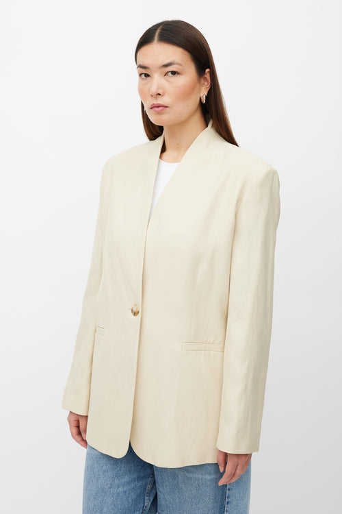 Lou Lou Studio Beige Linen Blend Collarless Blazer