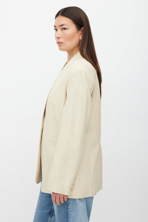 Lou Lou Studio Beige Linen Blend Collarless Blazer