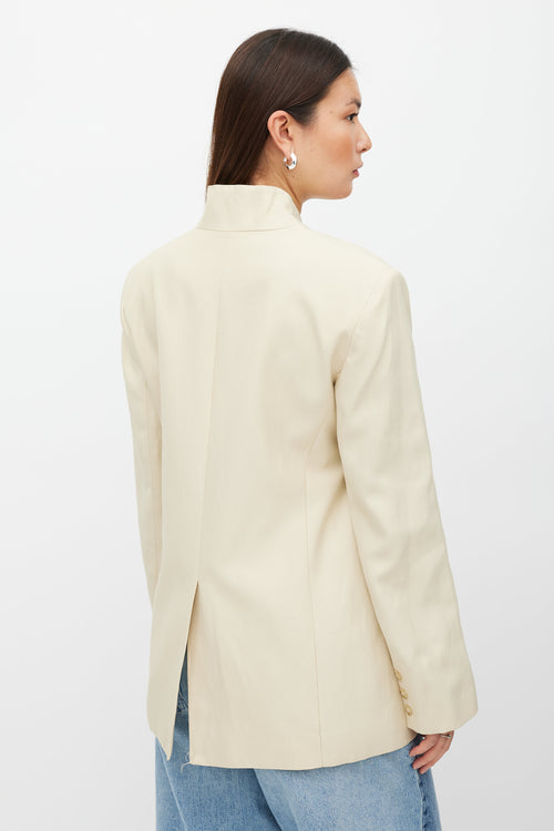 Lou Lou Studio Beige Linen Blend Collarless Blazer