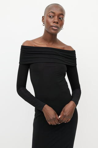 Lou Lou Studio Black Bicado Off Shoulder Dress