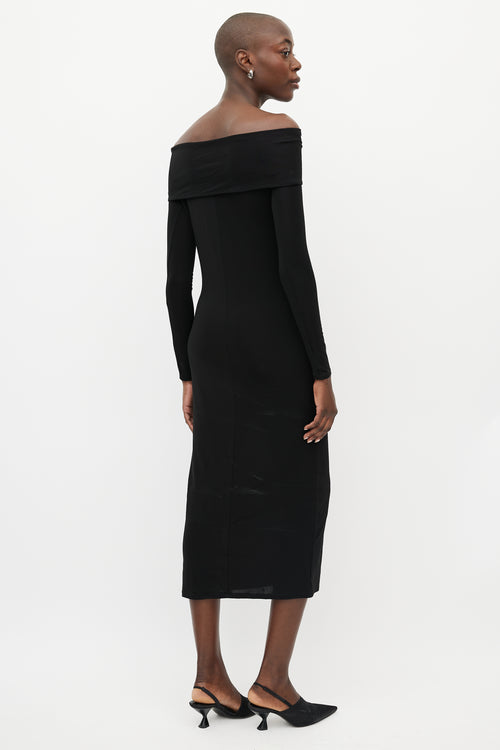 Lou Lou Studio Black Bicado Off Shoulder Dress