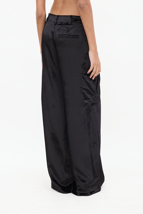 Lou Lou Studio Black Velvet Luli Cargo Trouser