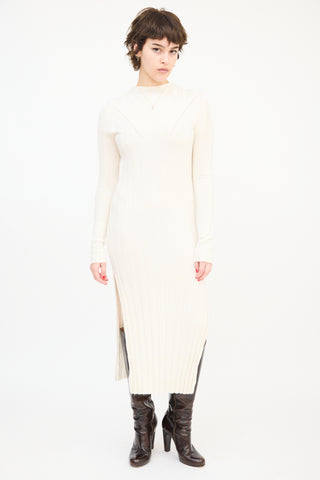 Lou Lou Studio Cream Linen 
Silk Ribbed Knit Gaya Midi Dress