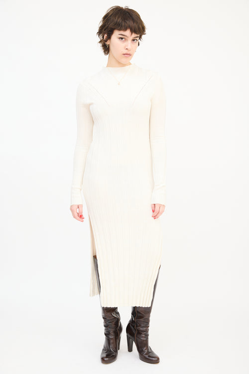 Lou Lou Studio Cream Linen 
Silk Ribbed Knit Gaya Midi Dress