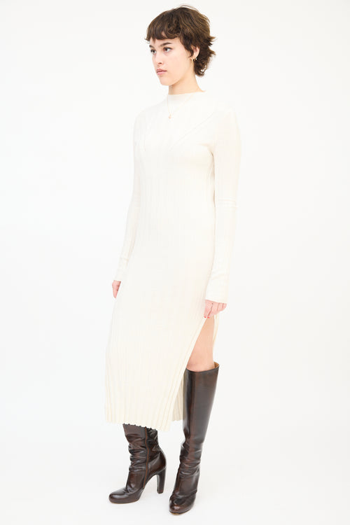 Lou Lou Studio Cream Linen 
Silk Ribbed Knit Gaya Midi Dress