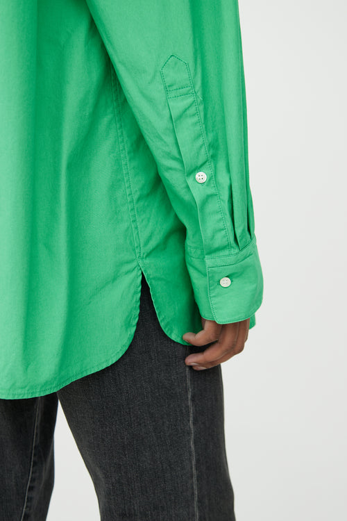 Loulou Studio Green Cotton Button-Up Top