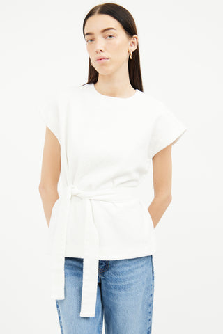 Loulou Studio Cream Terrycloth Short Sleeve Top