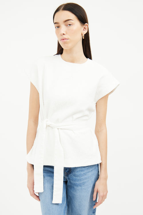 Loulou Studio Cream Terrycloth Short Sleeve Top