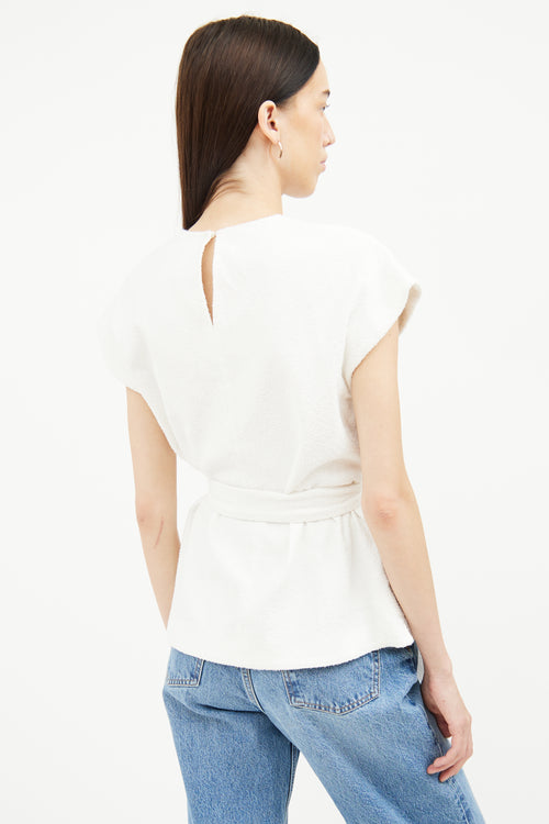 Loulou Studio Cream Terrycloth Short Sleeve Top