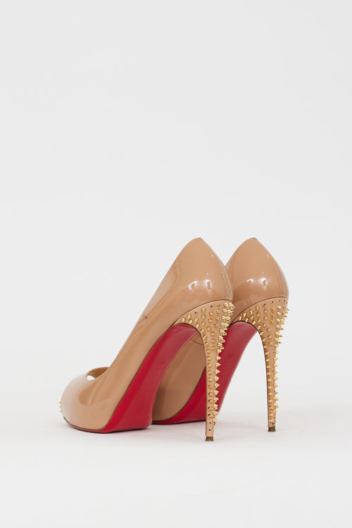 Christian Louboutin Beige Patent Studded New Very Prive Pump