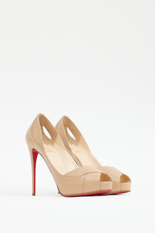 Christian Louboutin Beige Leather Academa Platform Pump